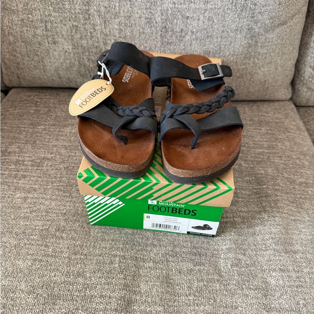 White Mountain Black Nubuck Sandals